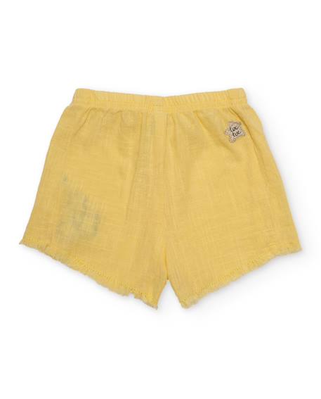 Short pour fille léger avec broderie sur le côté Jaune 2 - vertbaudet enfant 