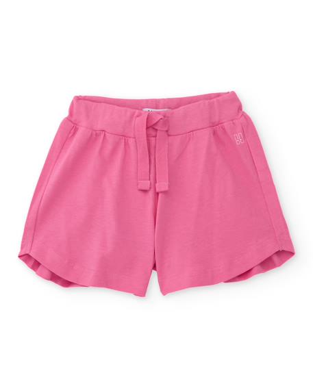 Short fille en maille avec cordon de serrage ajustable Rose 1 - vertbaudet enfant 