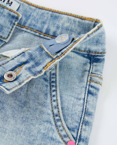 Pantalon fille en toile et denim Bleu 3 - vertbaudet enfant 
