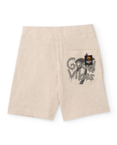 Bermuda garçon en coton avec imprimé style graffiti Beige 2 - vertbaudet enfant 