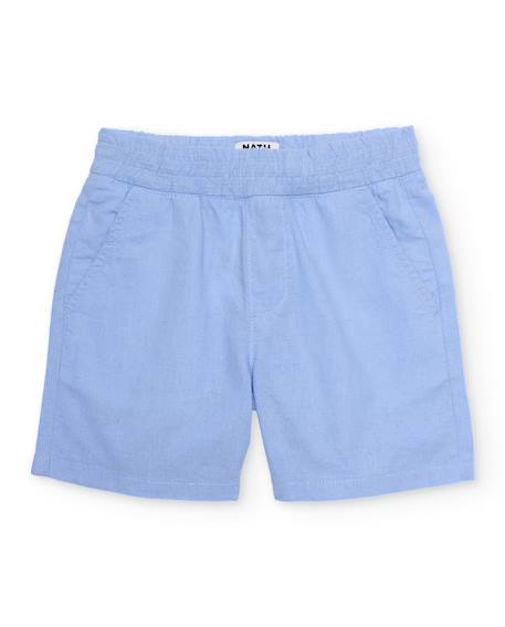 Bermuda garçon en tissu tissé avec taille élastique Bleu 1 - vertbaudet enfant 