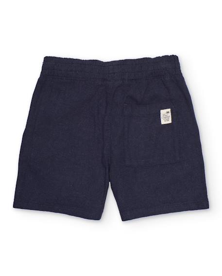 Bermuda garçon en lin avec cordon de serrage réglable Bleu 3 - vertbaudet enfant 