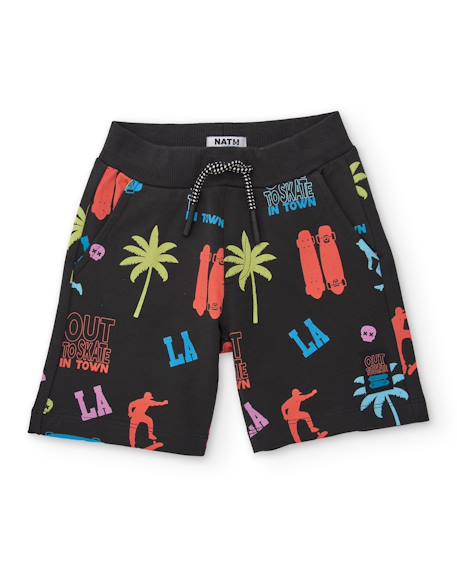 Garçon-Short-Bermuda garçon en maille avec motifs urbains