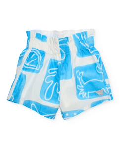 -Short pour fille en toile avec taille froncée