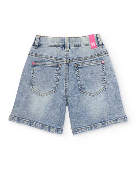 Pantalon fille en toile et denim Bleu 2 - vertbaudet enfant 