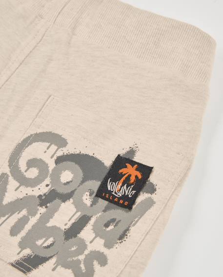 Bermuda garçon en coton avec imprimé style graffiti Beige 4 - vertbaudet enfant 