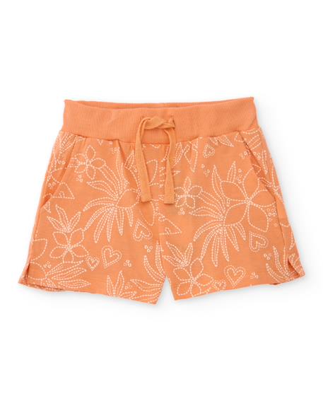 Short fille en maille avec imprimé floral Orange 1 - vertbaudet enfant 