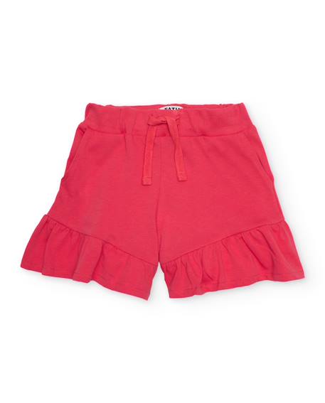 Short fille en coton avec taille élastique Rouge 1 - vertbaudet enfant 