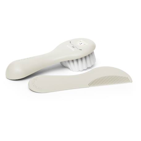 Set accessoire toilette bébé brosse + peigne hygge baby Oisillons beige 1 - vertbaudet enfant 