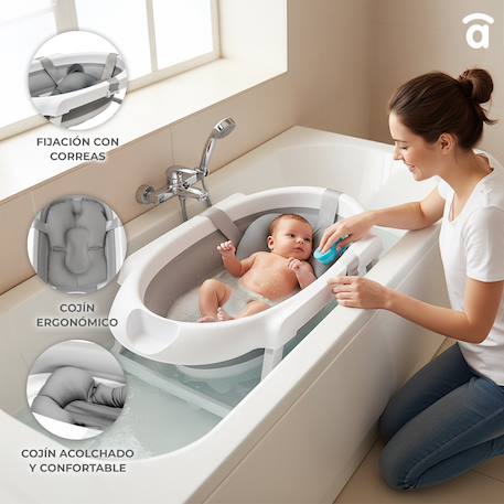Baignoire pliante sur pieds avec réducteur Luigi Blanc et gris 4 - vertbaudet enfant 