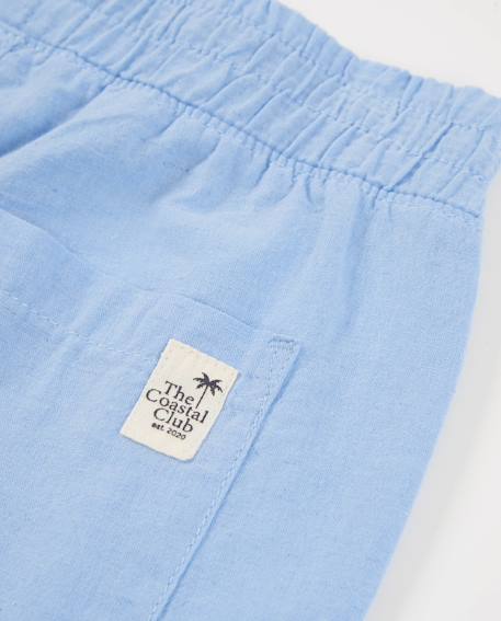 Bermuda garçon en tissu tissé avec taille élastique Bleu 4 - vertbaudet enfant 