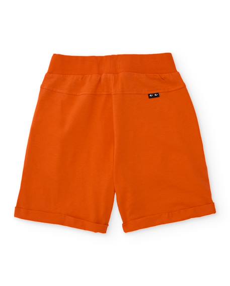 Bermuda garçon en maille avec cordon de serrage réglable Orange 2 - vertbaudet enfant 