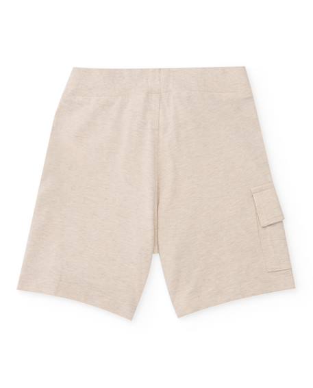 Bermuda garçon en maille avec poche latérale Beige 2 - vertbaudet enfant 