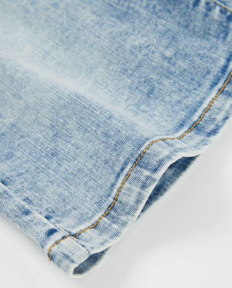 Pantalon fille en toile et denim Bleu 4 - vertbaudet enfant 