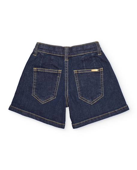 Short fille en toile et denim foncé Bleu 2 - vertbaudet enfant 