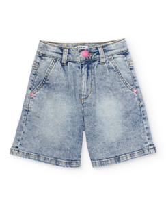 Pantalon fille en toile et denim  - vertbaudet enfant