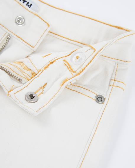 Bermuda garçon en tissu tissé avec surpiqûres contrastées Blanc 4 - vertbaudet enfant 