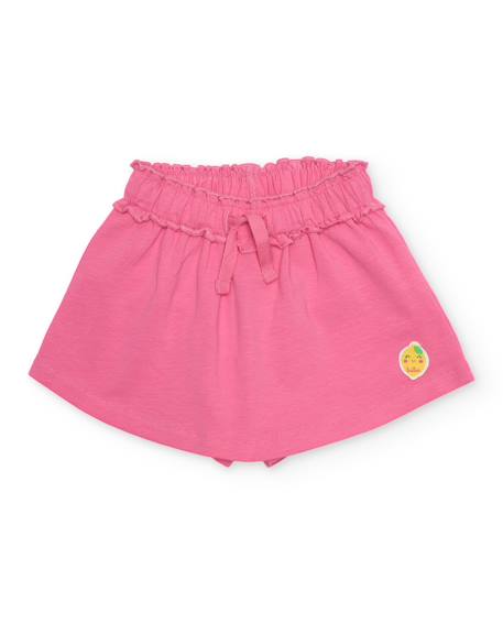 Bébé-Short fille en maille avec taille à volant froncé