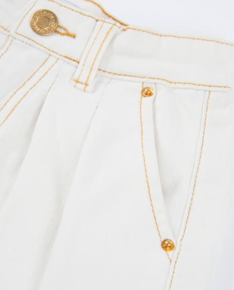 Short fille en toile et denim Blanc 3 - vertbaudet enfant 