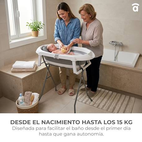 Baignoire pliante sur pieds avec réducteur Luigi Blanc et gris 5 - vertbaudet enfant 