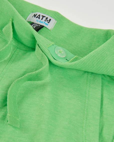 Bermuda garçon en maille avec ceinture côtelée Vert 3 - vertbaudet enfant 