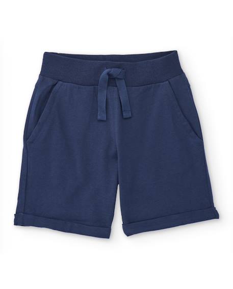 Bermuda garçon en maille avec taille élastique Bleu 1 - vertbaudet enfant 