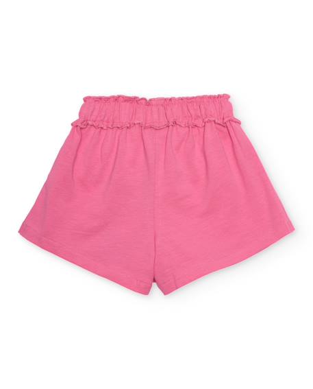 Short fille en maille avec taille à volant froncé Rose 2 - vertbaudet enfant 