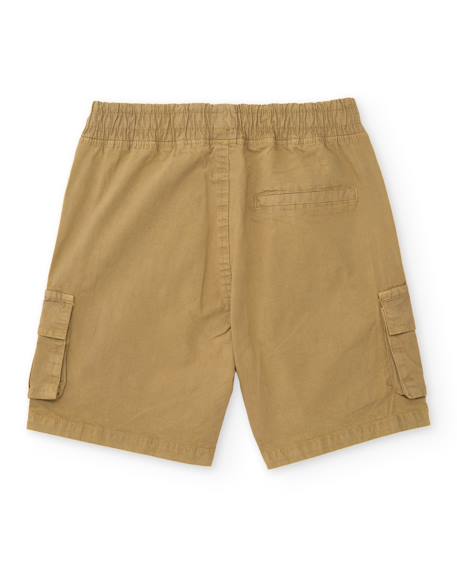 Bermuda garçon en tissu tissé avec poches cargo Marron 2 - vertbaudet enfant 