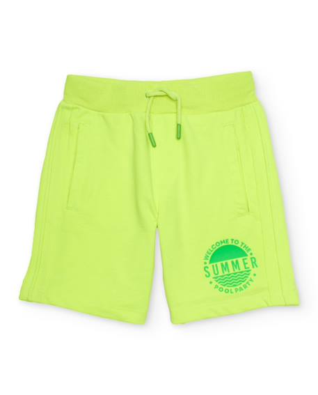 Bermuda garçon en maille avec cordon de serrage ajustable Vert 2 - vertbaudet enfant 