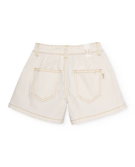 Short fille en toile et denim Blanc 2 - vertbaudet enfant 