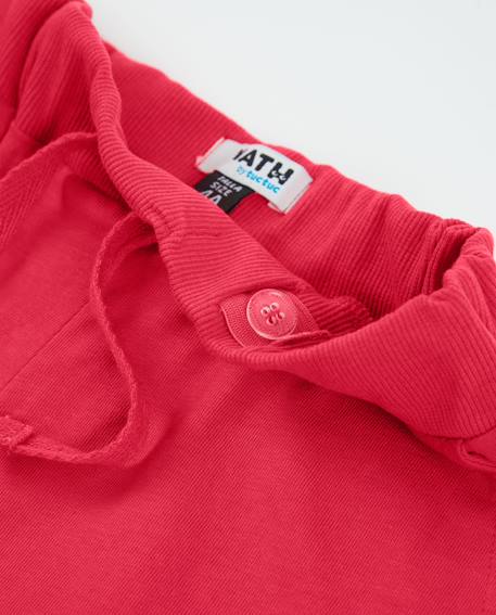 Short fille en coton avec taille élastique Rouge 3 - vertbaudet enfant 