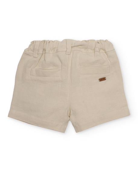 Bermuda garçon en tissu uni et léger Beige 2 - vertbaudet enfant 
