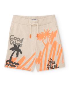 -Bermuda garçon en coton avec imprimé style graffiti