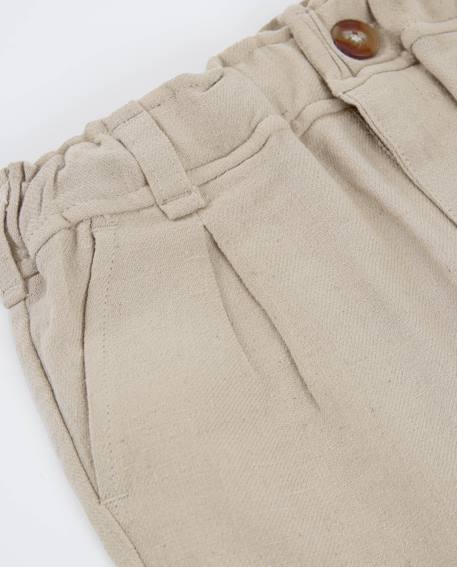 Bermuda garçon en tissu uni et léger Beige 3 - vertbaudet enfant 
