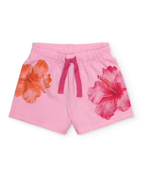 Fille-Short fille en maille avec motif d’hibiscus
