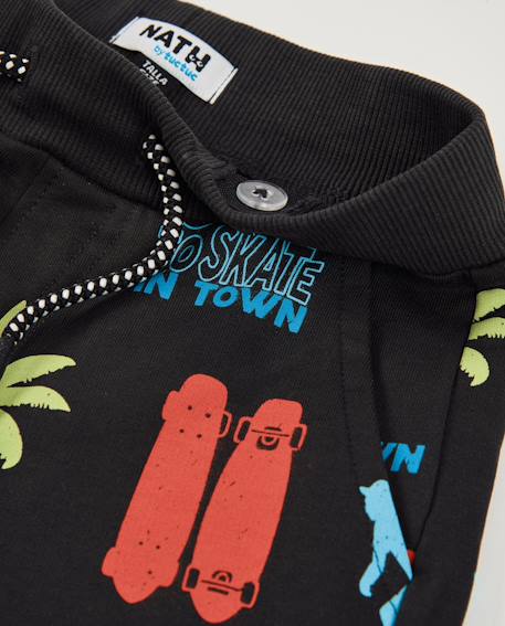 Bermuda garçon en maille avec motifs urbains Noir 3 - vertbaudet enfant 