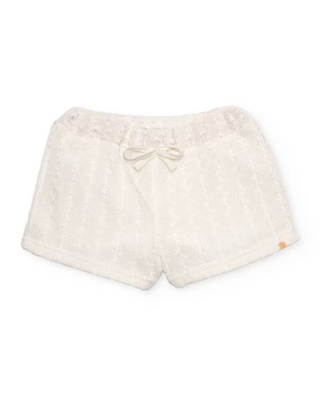 Short fille en maille avec tricot ajouré Blanc 1 - vertbaudet enfant 