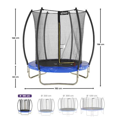 Trampoline rond ø 180cm avec filet de sécurité intérieur - fpr 180 Bleu 3 - vertbaudet enfant 