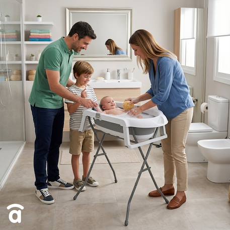Baignoire pliante sur pieds avec réducteur Luigi Blanc et gris 6 - vertbaudet enfant 