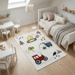 Linge de maison et décoration-Décoration-Tapis-Tapis enfant trucks certifié oeko-tex
