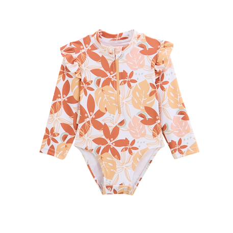 Maillot de bain 1 pièce bébé manches longues cassis Orange 2 - vertbaudet enfant 