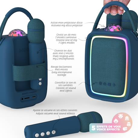 Enceinte & karaoké lumineuse - singy party bleu navy BLEU 2 - vertbaudet enfant 