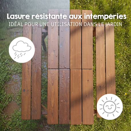 Table sable et eau en bois massif – pique-nique pour 4 enfants Bois naturel+Teck 12 - vertbaudet enfant 