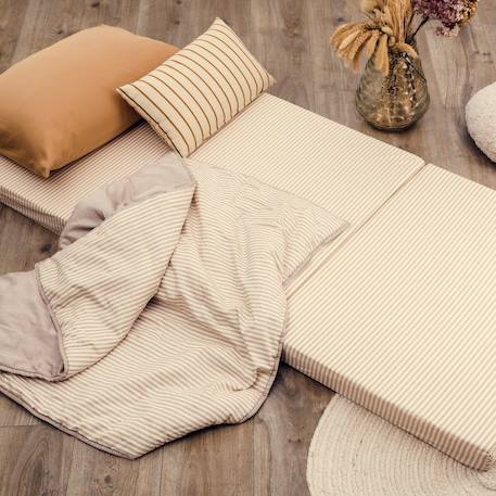 Matelas d'appoint pliant coton bio rayé Rayé ambre+Rayé tilleul 4 - vertbaudet enfant 
