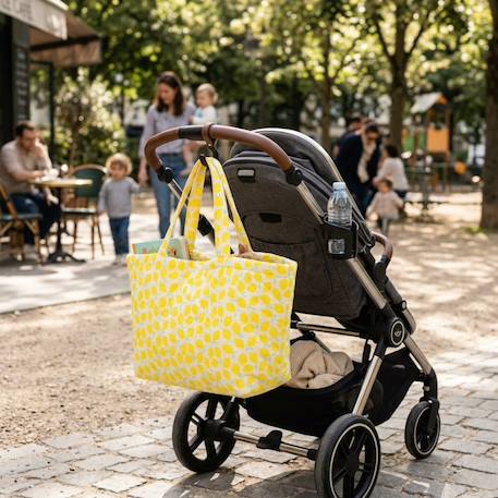 Sac cabas en gaze de coton matelassé imprimé Jaune 6 - vertbaudet enfant 