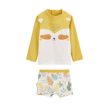 Maillot de bain garçon 2 pièces t-shirt de protection uv et boxer baroudeur Jaune 2 - vertbaudet enfant 