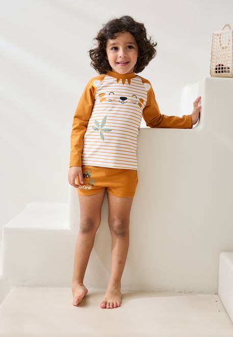 Maillot de bain garçon 2 pièces t-shirt de protection uv et boxer mio Camel 1 - vertbaudet enfant 