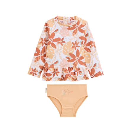 Maillot de bain fille 2 pièces t-shirt de protection uv et culotte cassis Corail 2 - vertbaudet enfant 