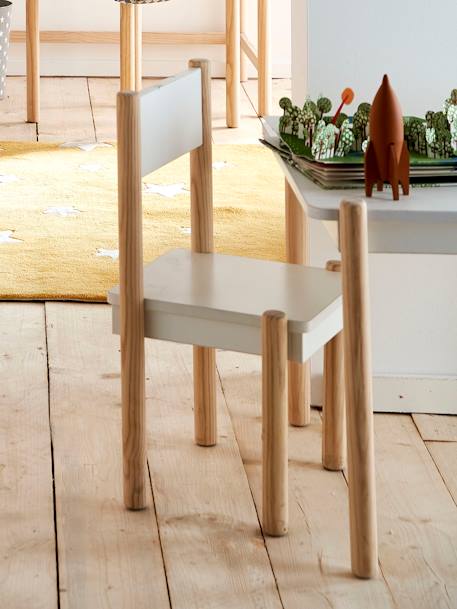 Chaise maternelle pour table de jeu LIGNE WOODY blanc - bois 4 - vertbaudet enfant 