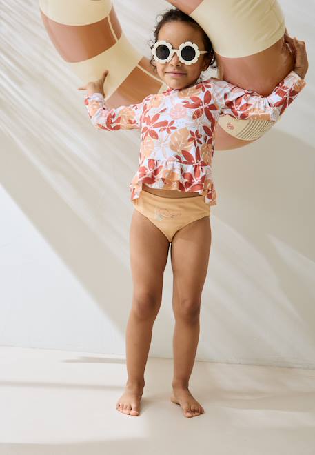 Maillot de bain fille 2 pièces t-shirt de protection uv et culotte cassis Corail 1 - vertbaudet enfant 